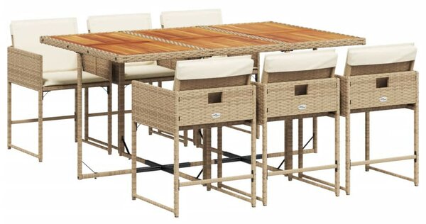 VidaXL Polyrattan Kerti Étkezőgarnitúra - 7 részes, Bézs