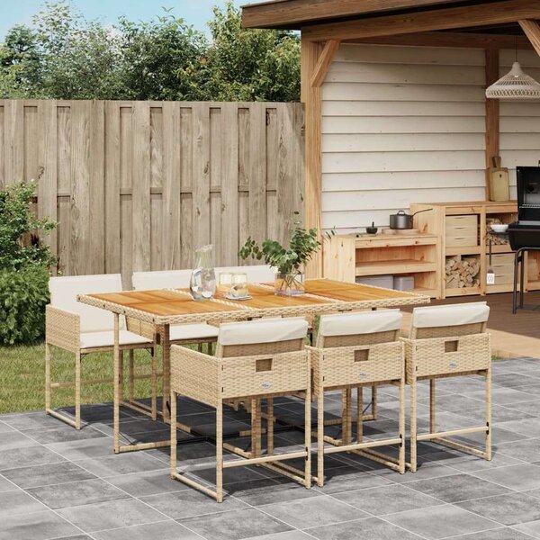 VidaXL Polyrattan Kerti Étkezőgarnitúra - 7 részes, Bézs