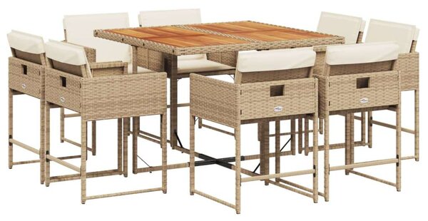 VidaXL Polyrattan Kerti Étkezőgarnitúra - 9 részes - Bézs