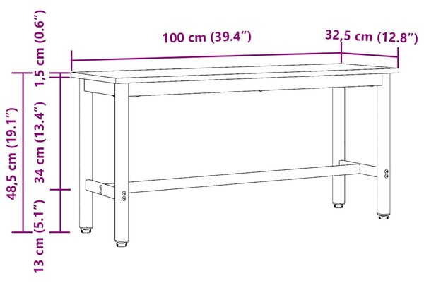 Étkező pad Sonoma tölgy 100 x 32,5 x 48,5 cm Műszaki fa és acél