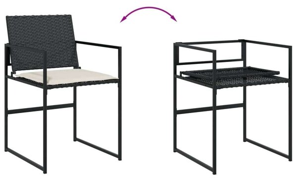 Polyrattan Kerti Étkezőgarnitúra - 9 részes - Fekete