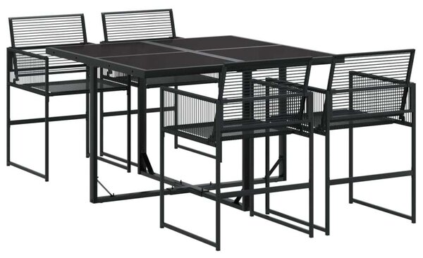 VidaXL - 5 részes Kerti Étkezőgarnitúra - Fekete Polyrattan