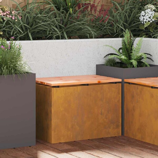 Kerti pad 1 -Seater 60 x 40 x 43 cm időjárásálló acél Rozsdás