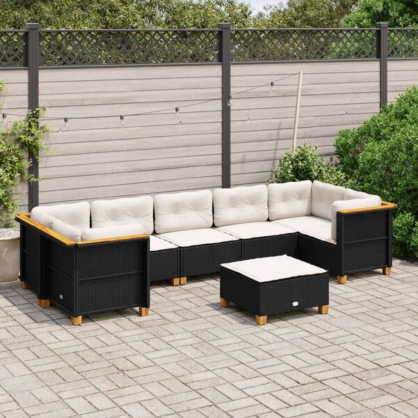 VidaXL 8 részes Kerti Ülőgarnitúra - Fekete Polyrattan
