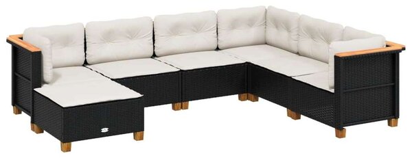 VidaXL Polyrattan Kerti Ülőgarnitúra - 7 részes - Fekete