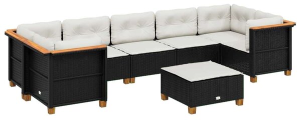 VidaXL 8 részes Kerti Ülőgarnitúra - Fekete Polyrattan