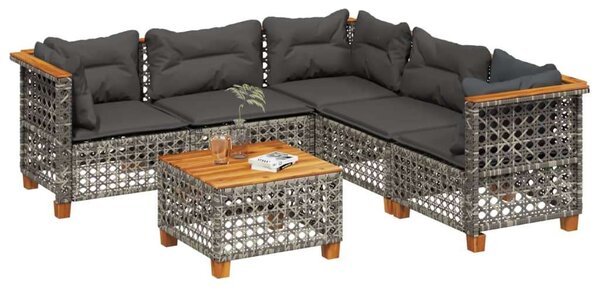 Polyrattan Kerti Ülőgarnitúra - 6 részes - Szürke