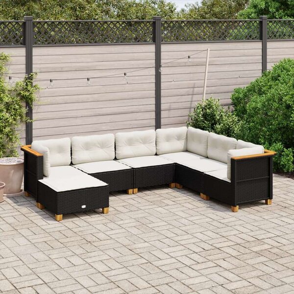 VidaXL Polyrattan Kerti Ülőgarnitúra - 7 részes - Fekete