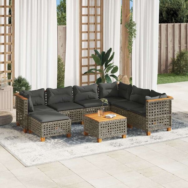 VidaXL Polyrattan Kerti Ülőgarnitúra - 8 részes - Szürke