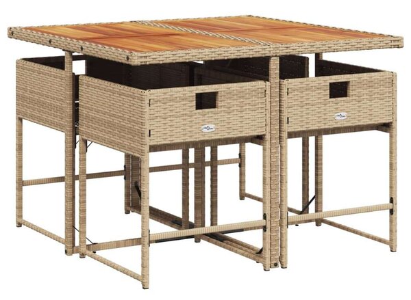 VidaXL Polyrattan Kerti Étkezőgarnitúra - 5 részes - Bézs
