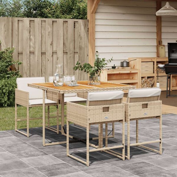 VidaXL Polyrattan Kerti Étkezőgarnitúra - 5 részes - Bézs