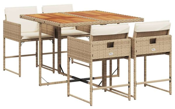 VidaXL Polyrattan Kerti Étkezőgarnitúra - 5 részes - Bézs