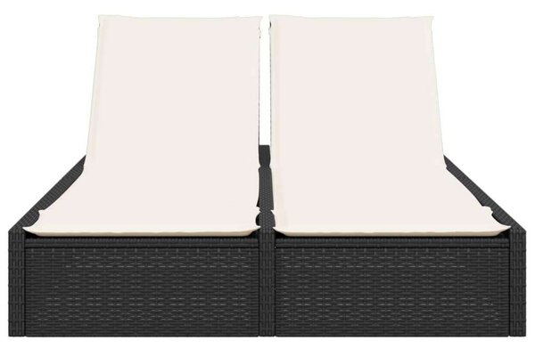 VidaXL Dupla Napozóágy - Polyrattan - Fekete - 200cm