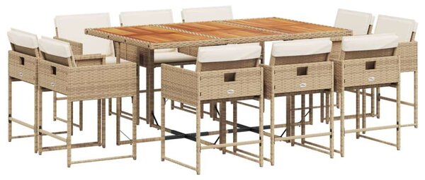 VidaXL Polyrattan Kerti Étkezőgarnitúra - 11 részes - Bézs