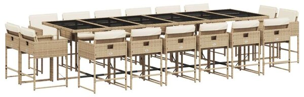 VidaXL Polyrattan Kerti Étkezőgarnitúra - 17 részes - Bézs