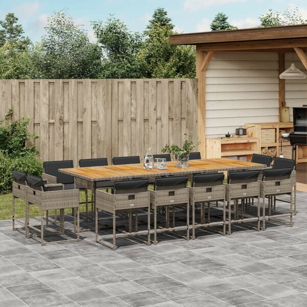VidaXL 15 Fős Kerti Étkezőgarnitúra - Szürke Polyrattan