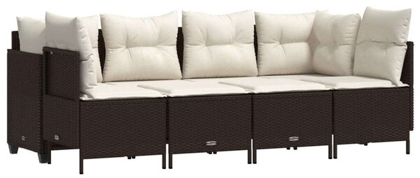 Polyrattan Kerti Ülőgarnitúra - 5 részes - Barna