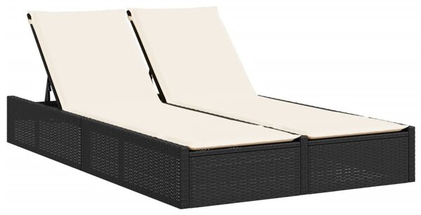 VidaXL Dupla Napozóágy - Polyrattan - Fekete - 200cm