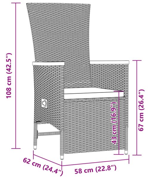 VidaXL 9 Személyes Polyrattan Kerti Étkezőgarnitúra - Szürke