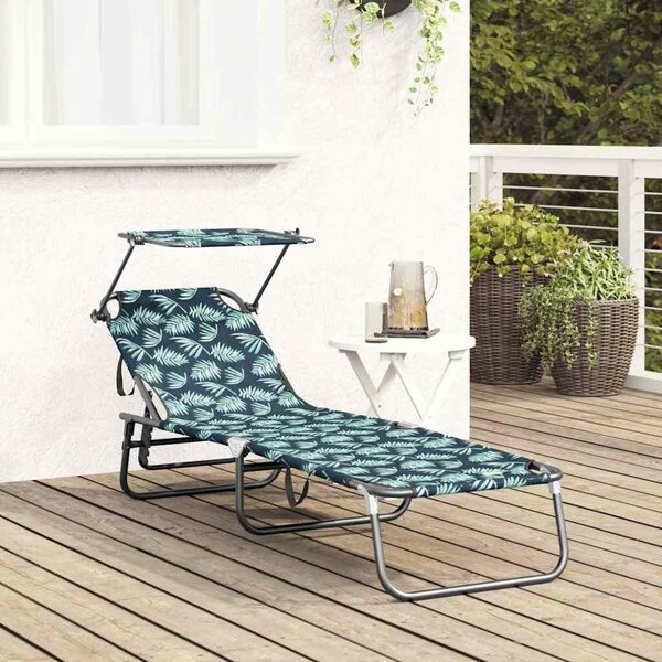 VidaXL Összecsukható nyugágy párnával Zöld 56 x 190 x 81cm szövet