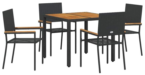 VidaXL Kert étkező szett 5 pcs Fekete és Barna 90 x 90 x 75 cm