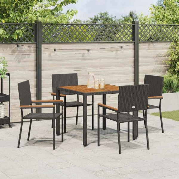 VidaXL Kert étkező szett 5 pcs Fekete és Barna 90 x 90 x 75 cm