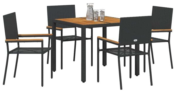 VidaXL Kert étkező szett 5 pcs Fekete és Barna 90 x 90 x 75 cm