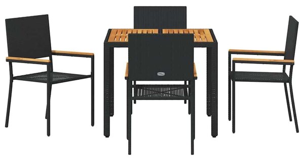 VidaXL Kert étkező szett 5 pcs Fekete és Barna 90 x 90 x 75 cm