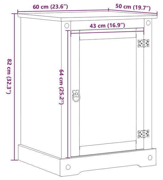 VidaXL HiFi szekrény Fehér 60 x 50 x 82 cm Tömör fenyőfa