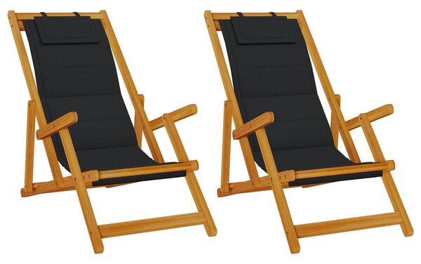 VidaXL Tengerparti szék párnával 2 pcs Barna x Tömör akácfa