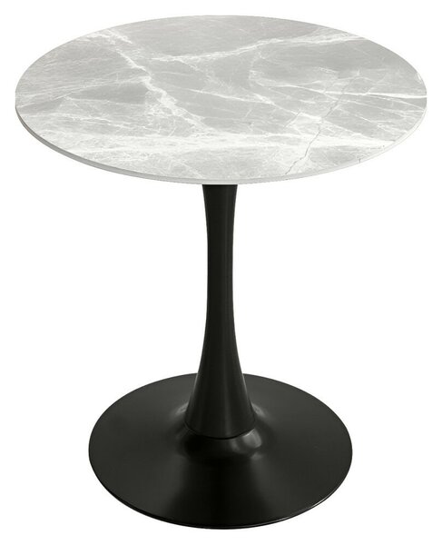 Étkezőasztal, szürke márvány/fekete, átmérő 90 cm, LORIAN TYP 1