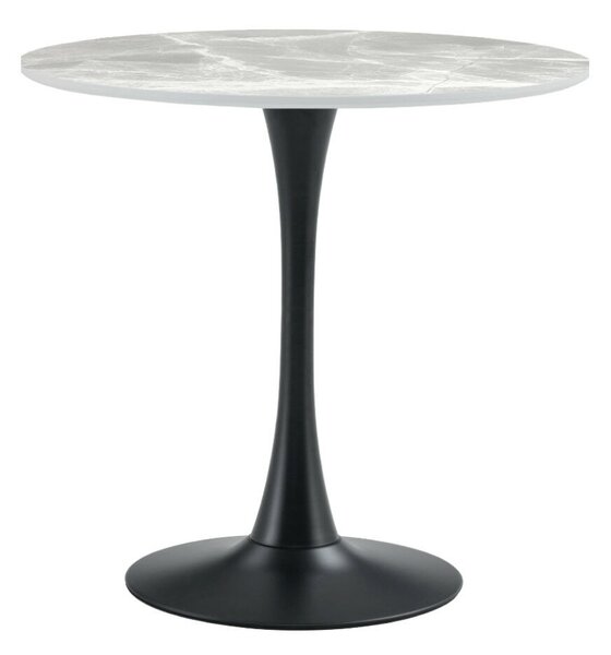 Étkezőasztal, szürke márvány/fekete, átmérő 90 cm, LORIAN TYP 1