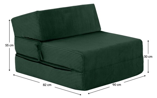 Összecsukható matrac/fotel, 2 az 1-ben, zöld, MALEN