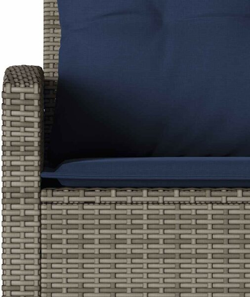 Szürke polyrattan L-alakú kanapé párnákkal