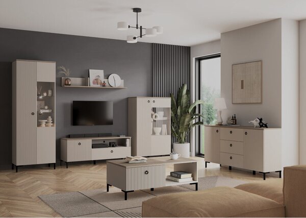 Vitrin, szürkésbarna Taupe/silverjack tölgy, DOMCA 1D1W