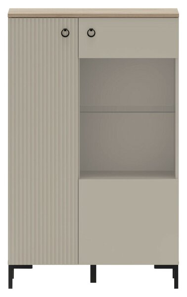 Alacsony vitrin, szürkésbarna Taupe/silverjack tölgy, DOMCA 1D1W/140