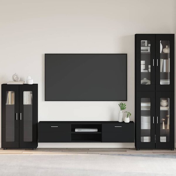 Széf polcokkal tárolóval Fekete 55,5 x 29 x 103 cm Faanyag