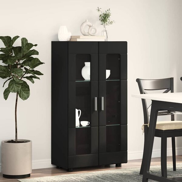 Széf polcokkal tárolóval Fekete 55,5 x 29 x 103 cm Faanyag