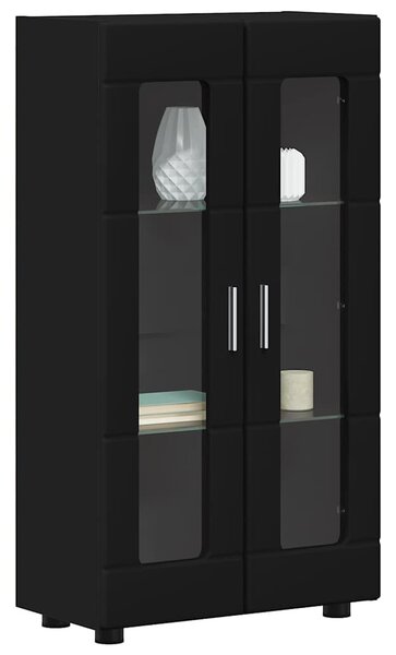 Széf polcokkal tárolóval Fekete 55,5 x 29 x 103 cm Faanyag