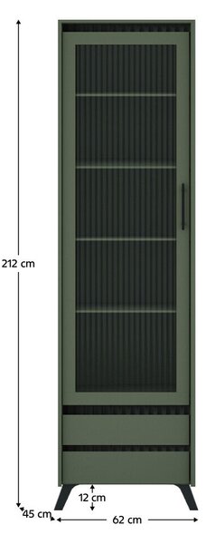 Vitrin, smoke zöld/fekete, LONGY REG1W2S