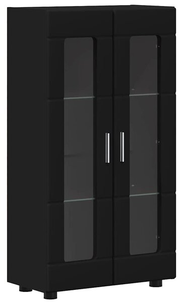 Széf polcokkal tárolóval Fekete 55,5 x 29 x 103 cm Faanyag