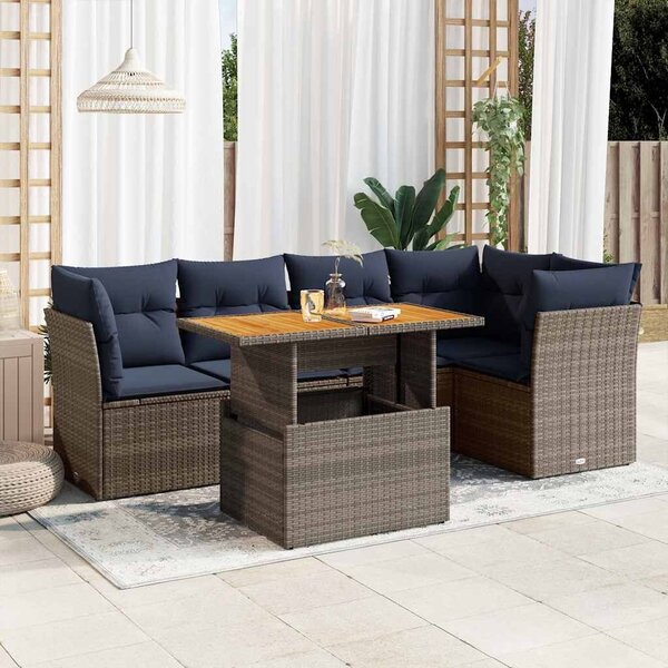 VidaXL 6 részes szürke polyrattan kerti ülőgarnitúra párnákkal