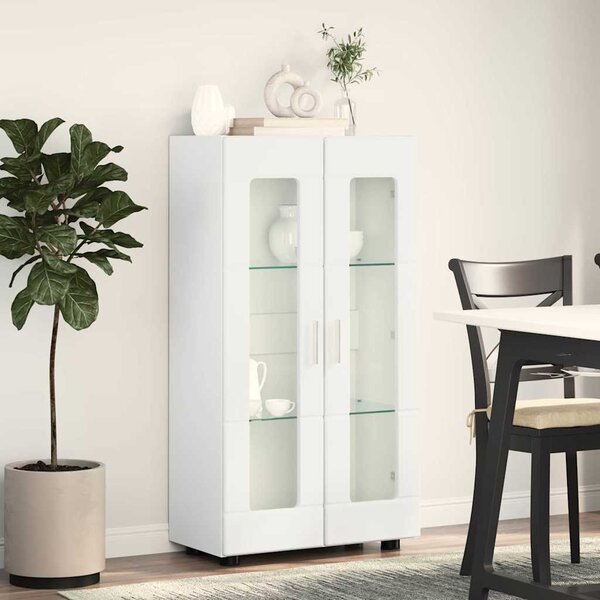 Széf polcokkal Magas Fényű Fehér 55,5 x 29 x 103 cm Faanyag