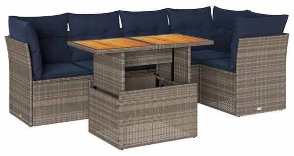 VidaXL 6 részes szürke polyrattan kerti ülőgarnitúra párnákkal