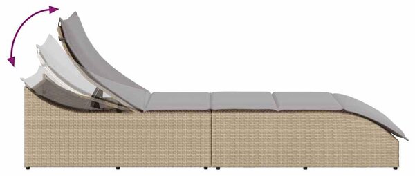 VidaXL összecsukható napozóágy párnával és tárolóval bézs polyrattan