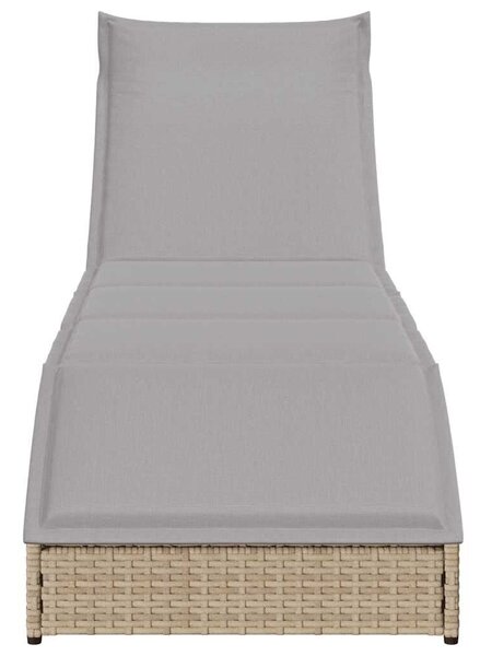 VidaXL összecsukható napozóágy párnával és tárolóval bézs polyrattan