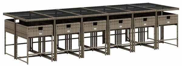 VidaXL 13 részes szürke polyrattan kerti ülőgarnitúra párnákkal
