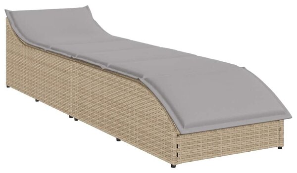 VidaXL összecsukható napozóágy párnával és tárolóval bézs polyrattan