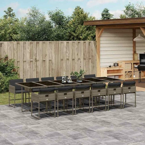 VidaXL 13 részes szürke polyrattan kerti ülőgarnitúra párnákkal