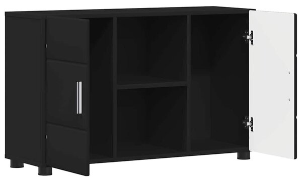 Széf polcokkal tárolóval Fekete 88,5 x 30,5 x 55,5 cm Faanyag